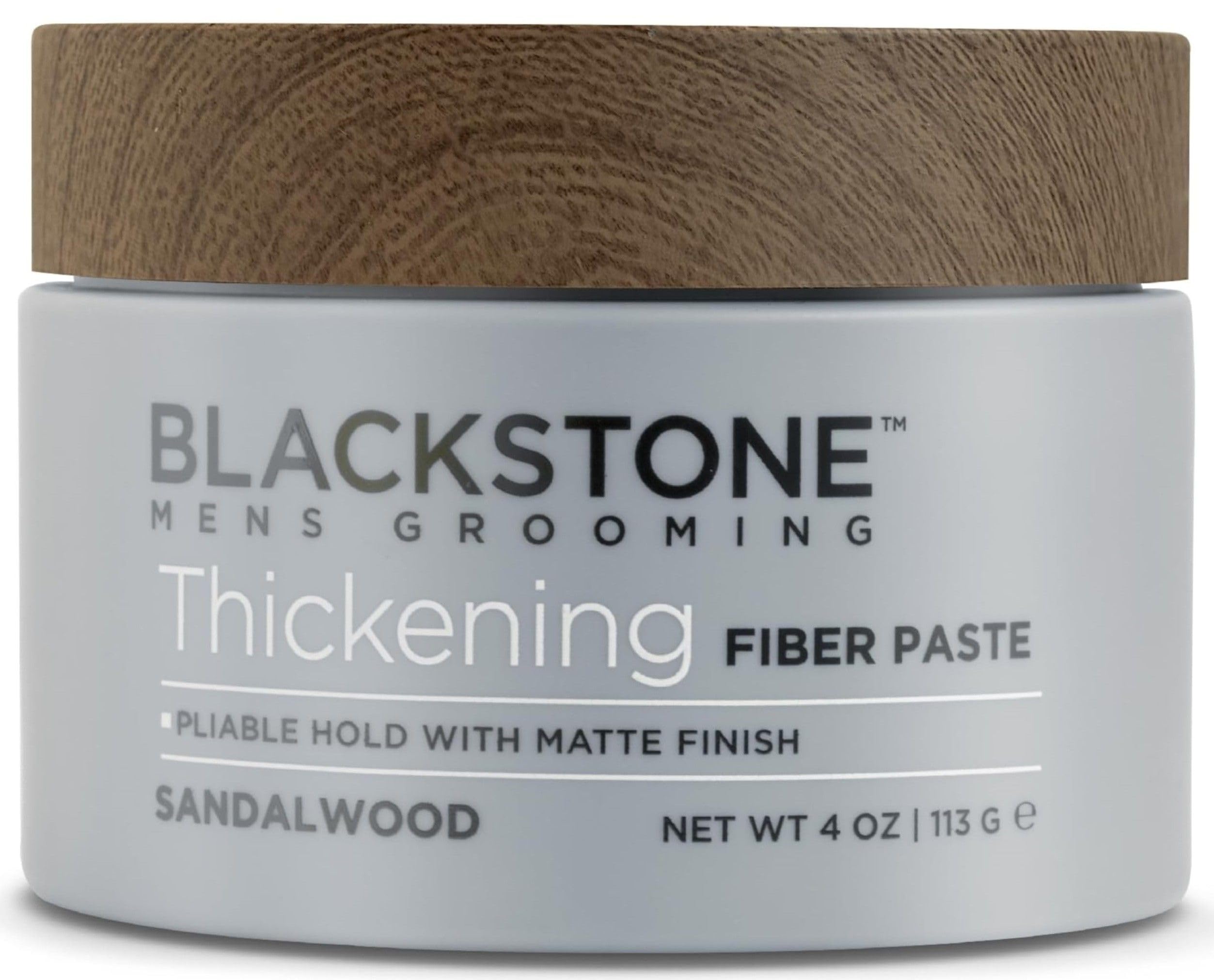 Blackstone Men's Grooming Thickening Fiber Paste Gel – Pliable Hold, Matte Finish, Volume Boost | Paraben & Cruelty Free | Made in USA, Sandalwood (4 oz)