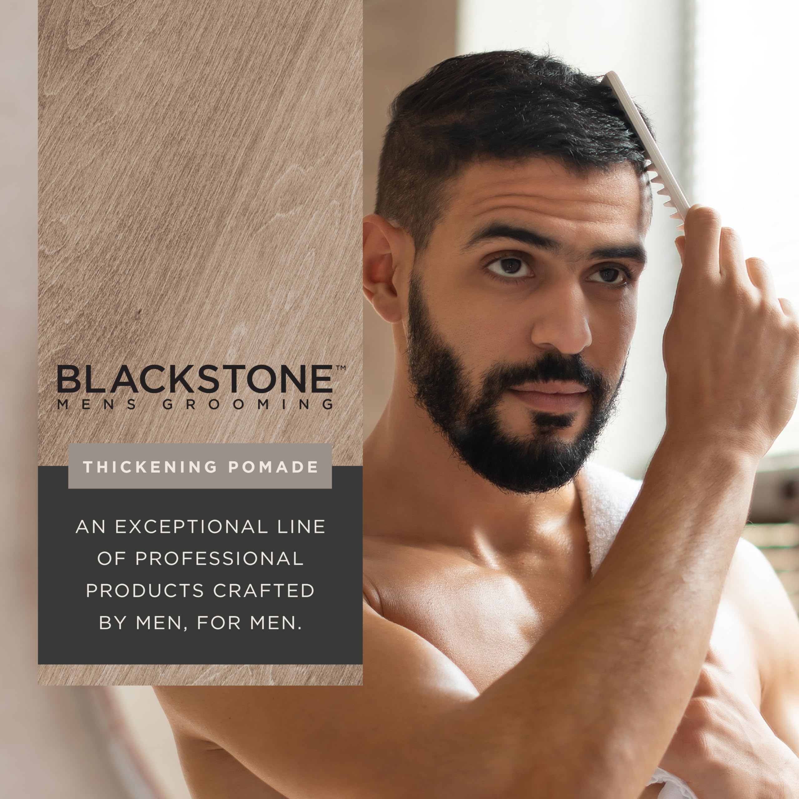 Blackstone Men's Grooming Thickening Pomade – Pliable Hold, Matte Finish, Sea + Surf Scent | Made in USA