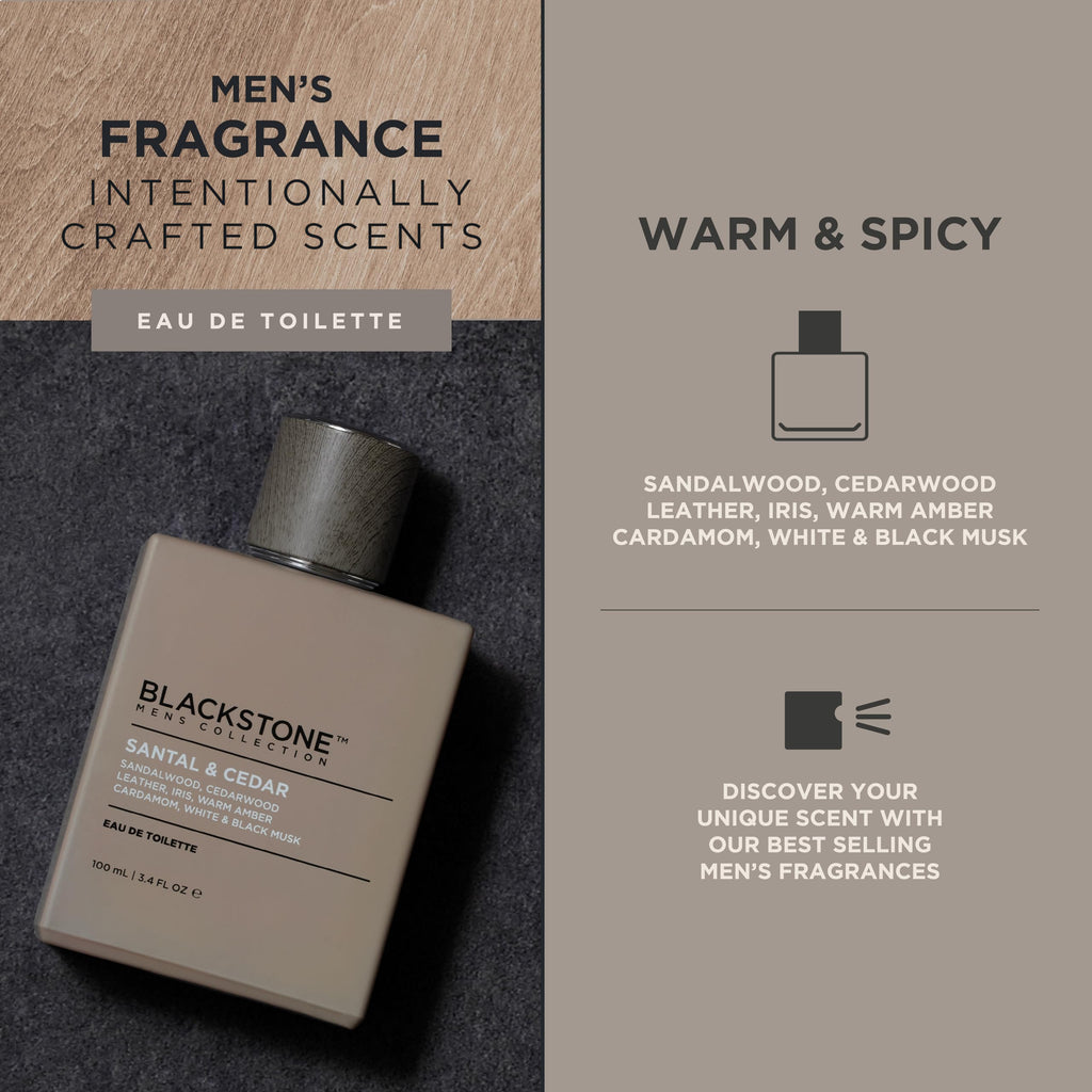 Blackstone Santal & Cedar Eau de Toilette for Men | Warm Woody Fragrance, 100 ml