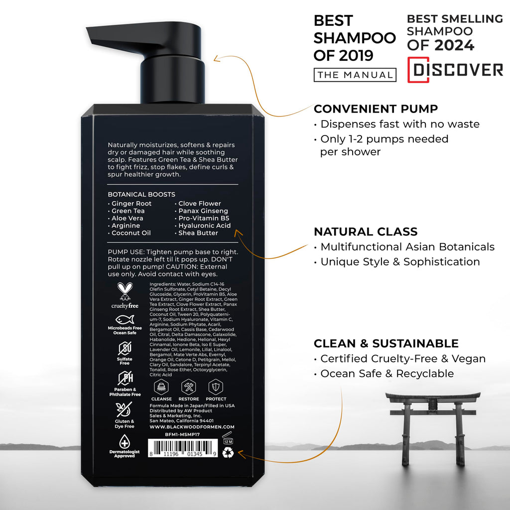 Blackwood For Men Hydroblast Moisturizing Shampoo – For Coarse, Dry & Curly Hair • Vegan, Sulfate-Free