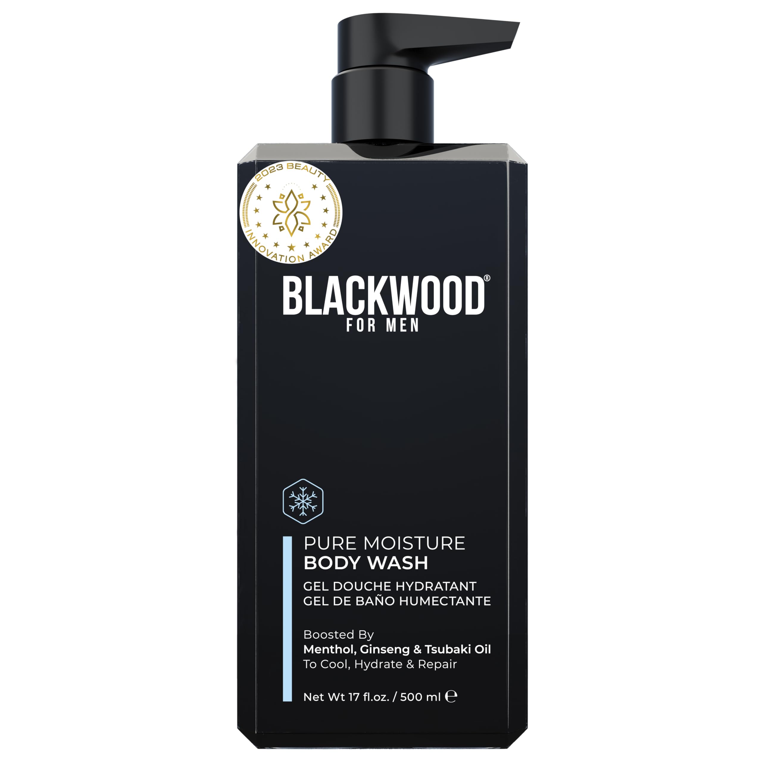 Blackwood For Men Pure Moisture Body Wash – Ginseng, Menthol, Sulfate Free, 17oz | Vegan & Dye Free
