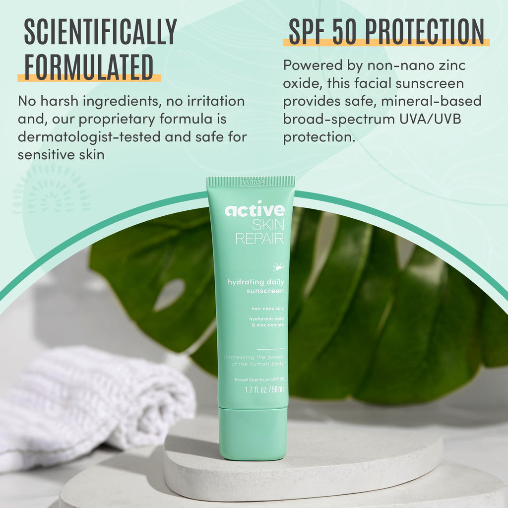BLDG ACTIVE Active Skin Repair SPF 50 — Hydrating Mineral Sunscreen & Daily Moisturizer (1.7 fl oz)