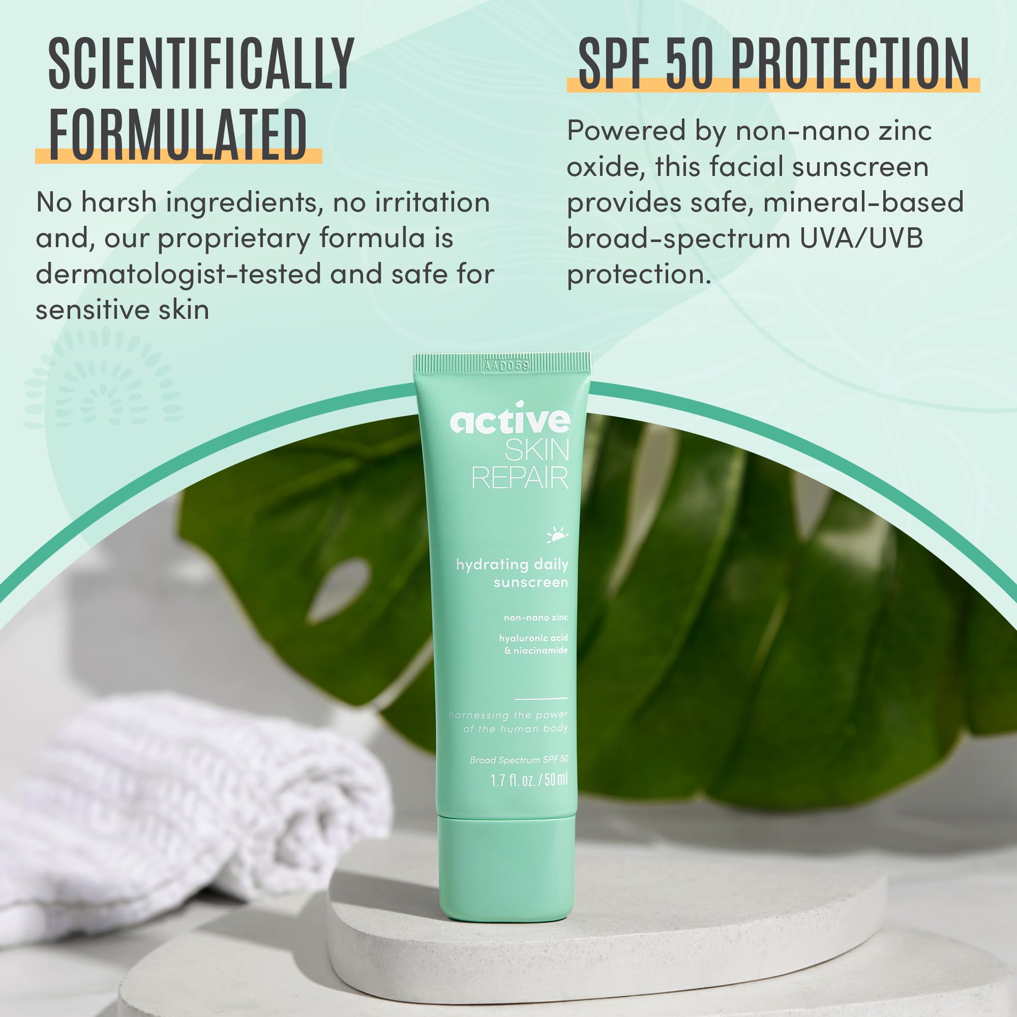BLDG ACTIVE Active Skin Repair SPF 50 — Hydrating Mineral Sunscreen & Daily Moisturizer (1.7 fl oz)