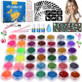 Bledras Temporary Glitter Tattoo Kit — 42 Colors, 210 Stencils, 3 Glue, 5 Brushes