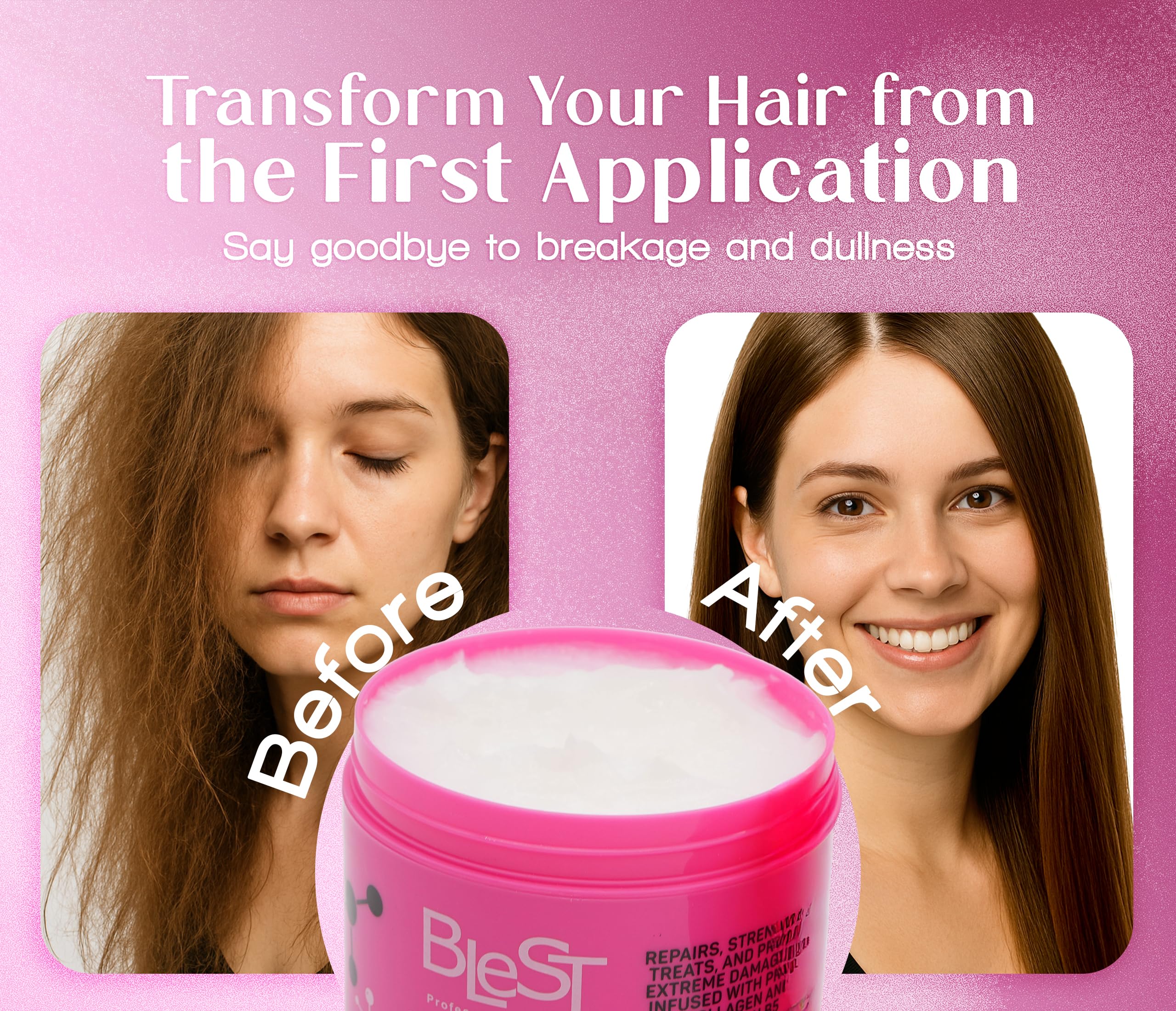 BLEST PROFESSIONAL HAIR CARE MASK for Dry, Damaged, or Frizzy Hair – Deep Repair, Shine & Smoothness – 500 ml