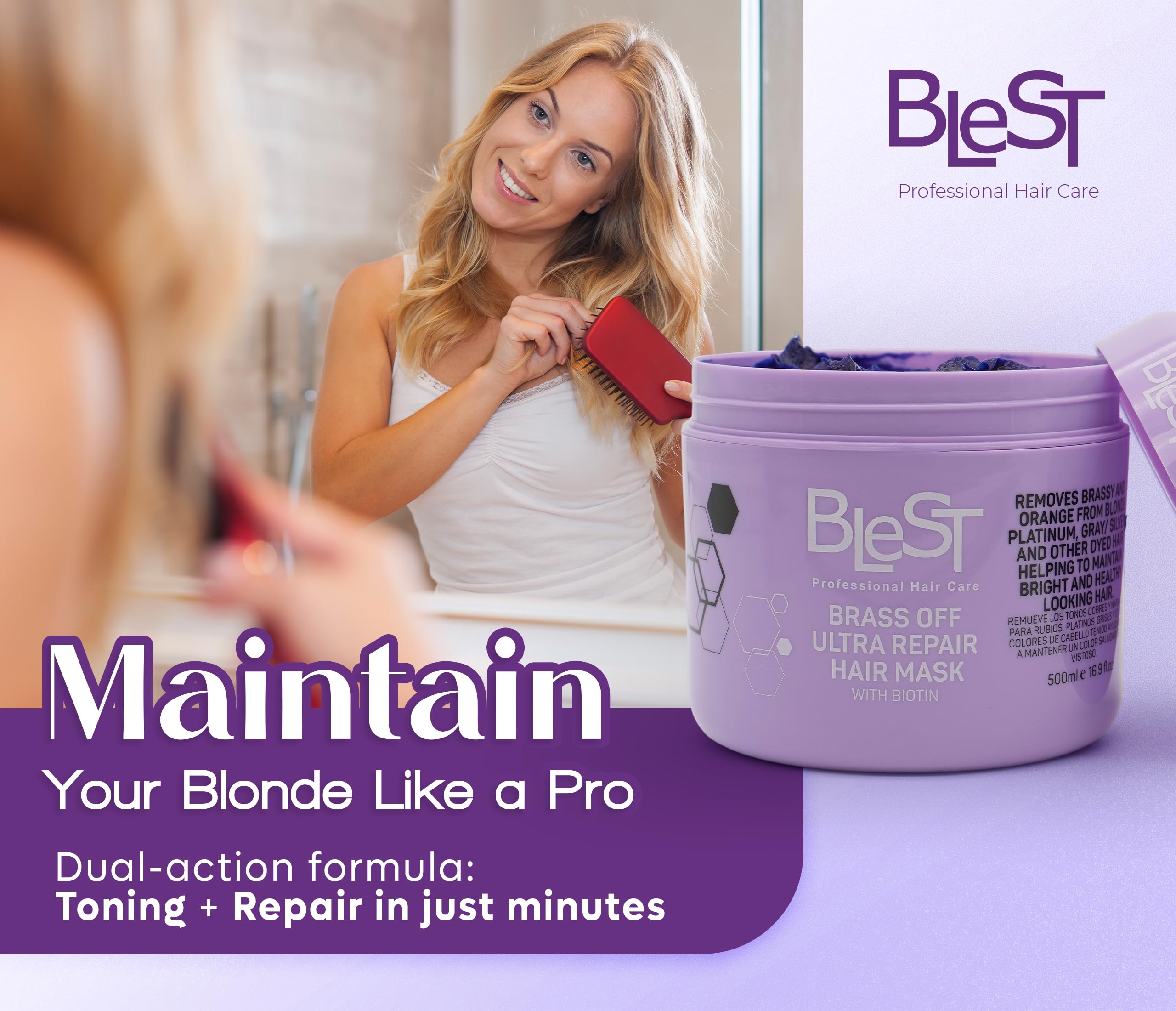 BLEST PROFESSIONAL HAIR CARE MASK – Deep Repair for Dry, Damaged, or Frizzy Hair | 500 ml, Vegan & Biotin-Infused