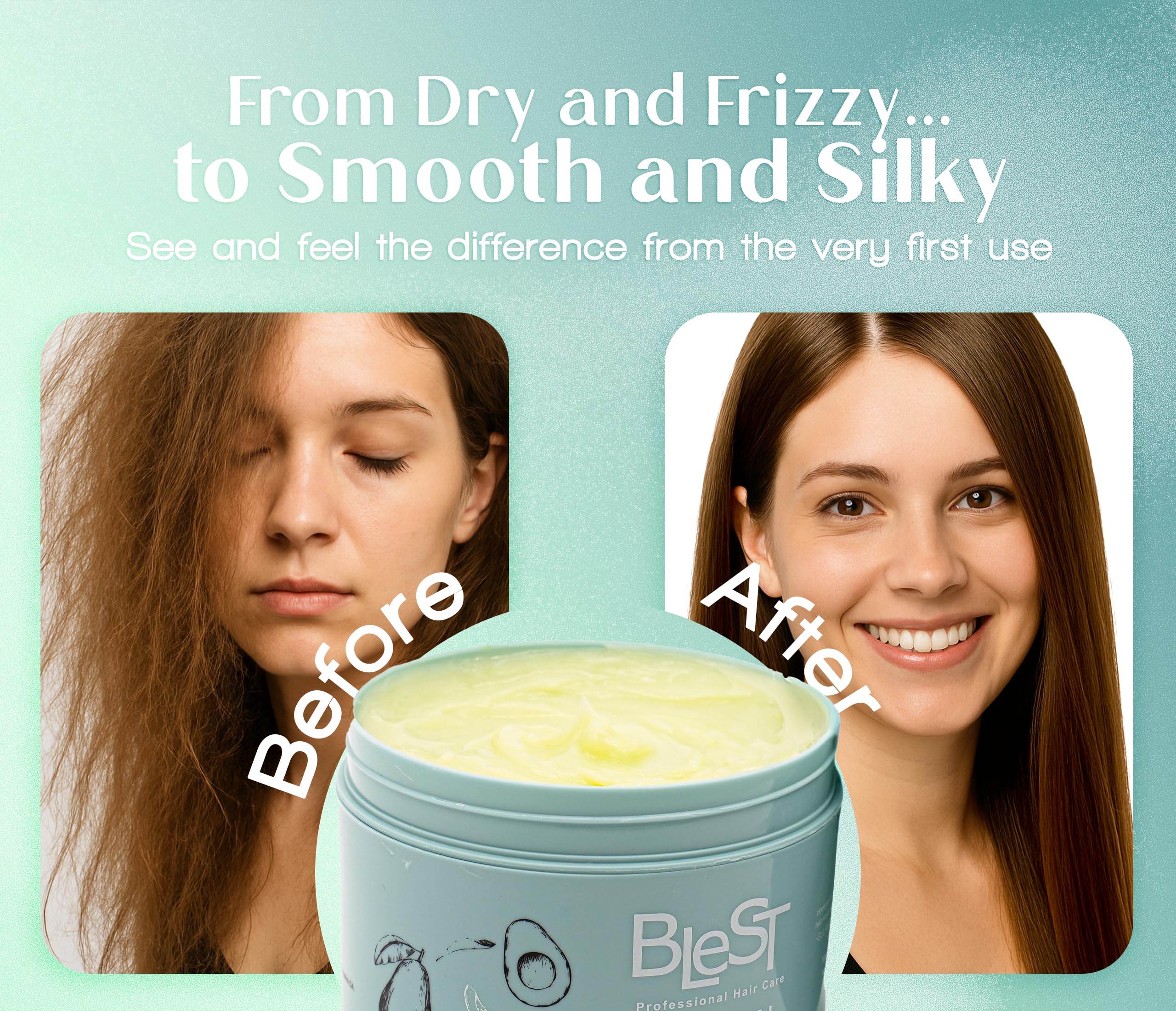 BLEST PROFESSIONAL HAIR CARE MASK – Deep Repair for Dry, Damaged or Frizzy Hair (500 ml)