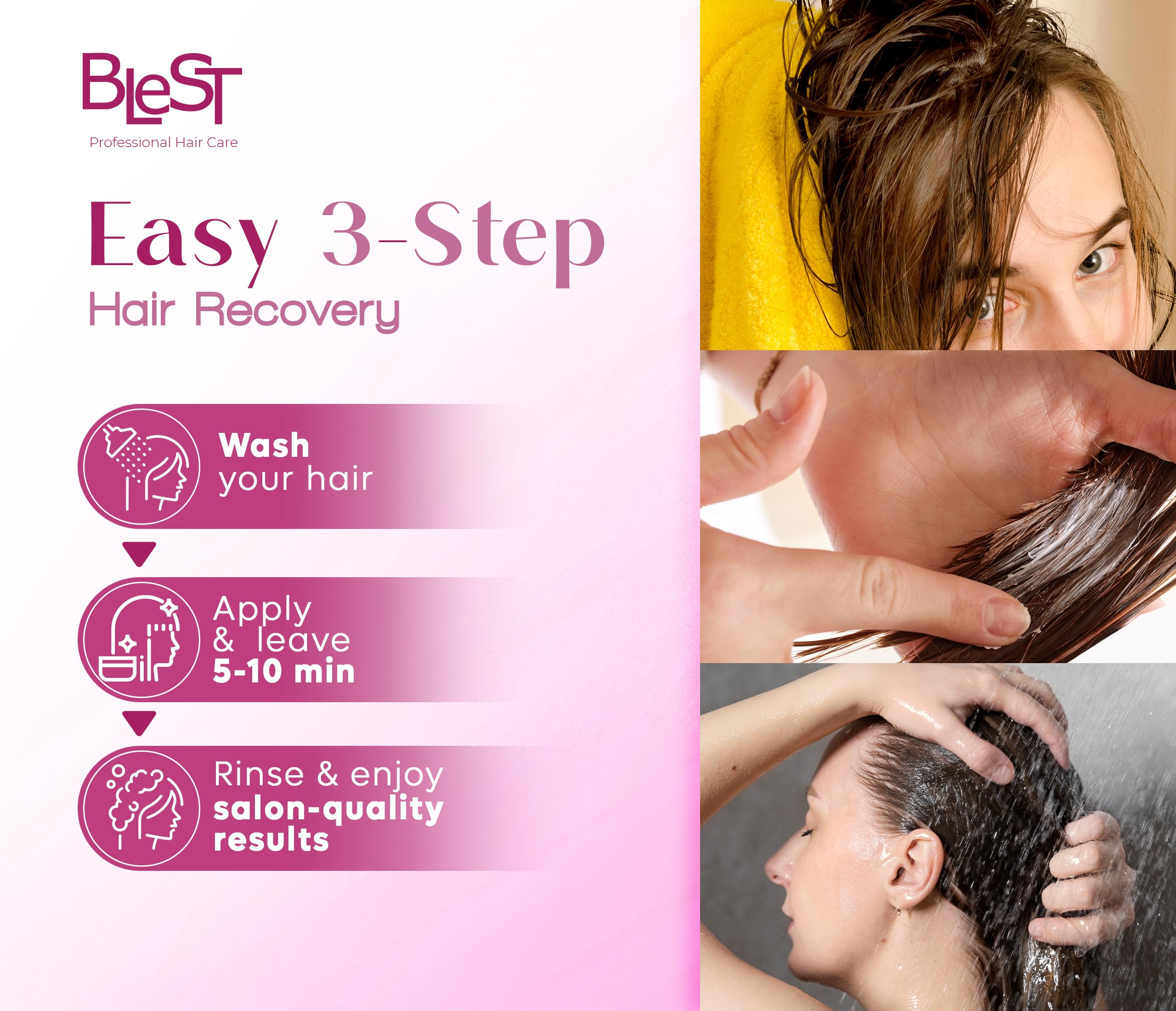 BLEST PROFESSIONAL HAIR CARE MASK for Dry, Damaged, or Frizzy Hair – Deep Repair, Shine & Smoothness – 500 ml
