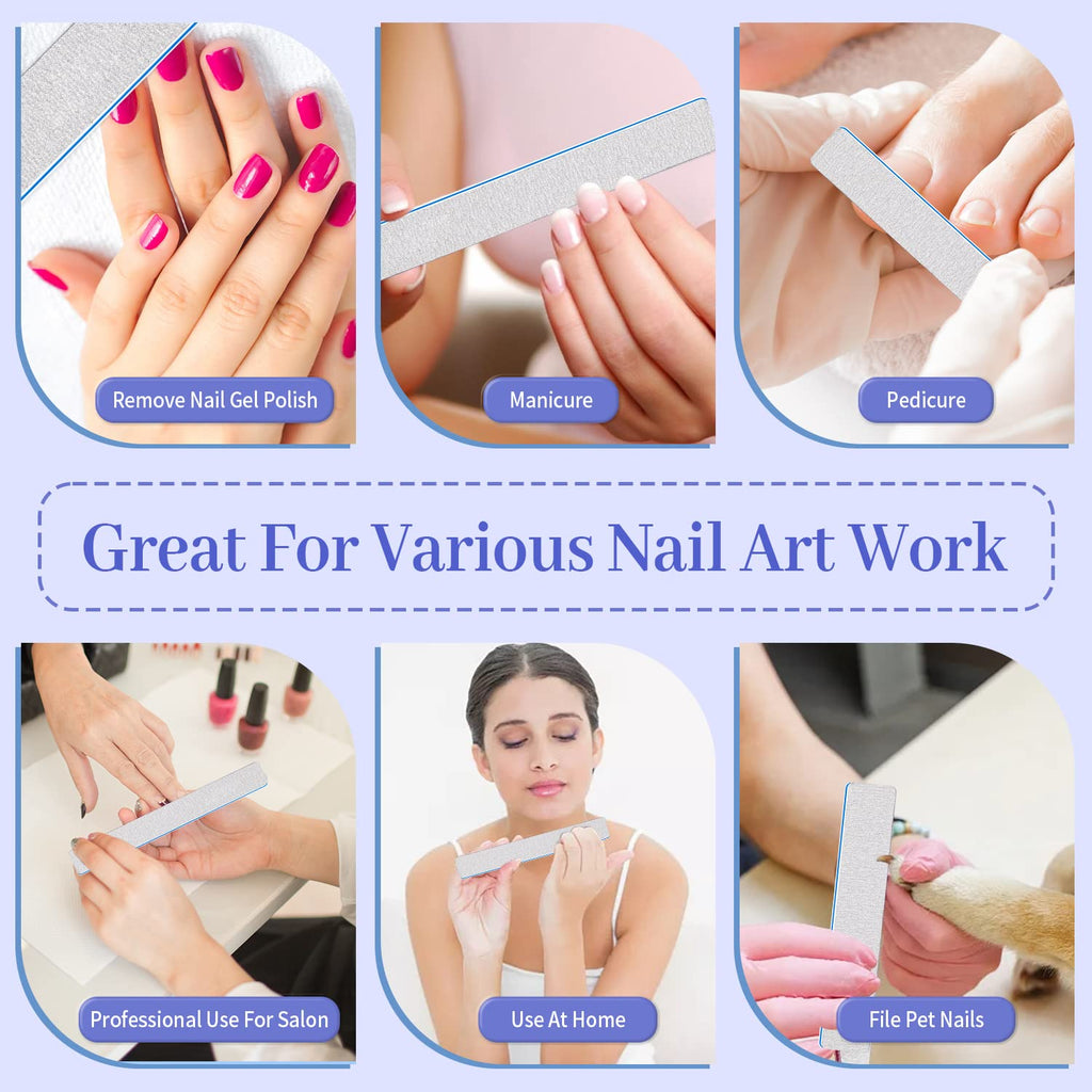 BLESWIN 25 Pcs Nail Files 80/80 Grit – Double-Sided Emery Board for Acrylic & Gel Nails, Home & Salon