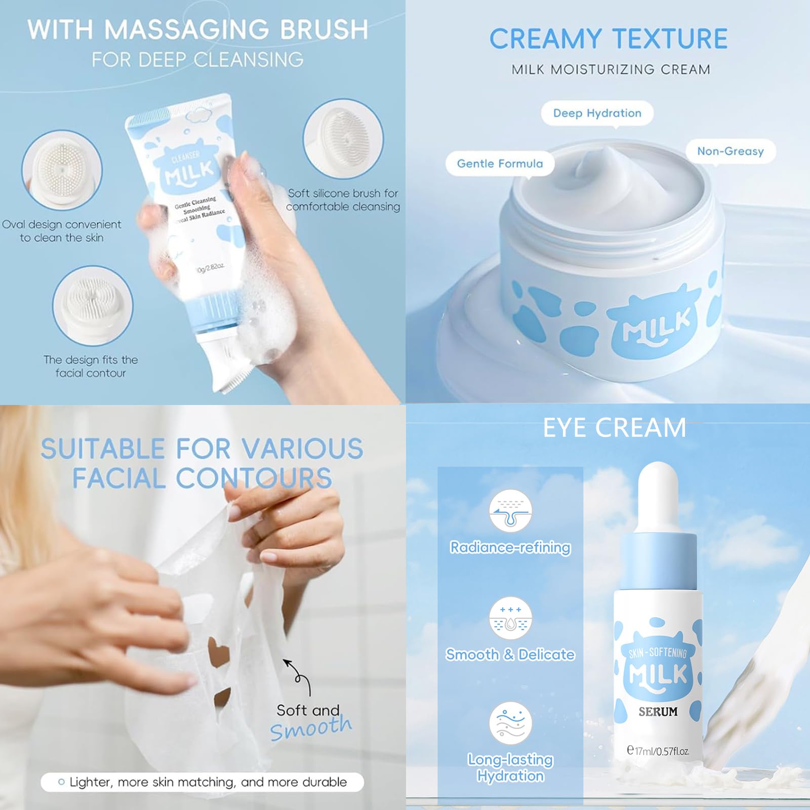 BliBling Milk Skin Care Set for Kids & Teens — 12-in-1 Gentle Hydration (Ages 8–12)