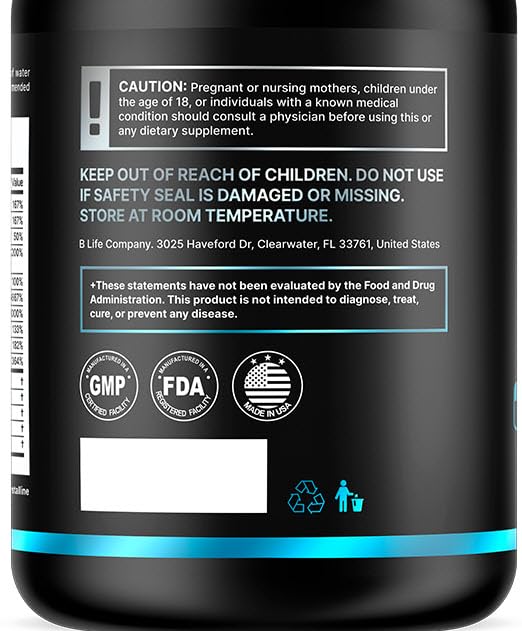 B Life Company Men's Hair Growth Supplement – Biotin, Collagen, Zinc & Vitamins A-C-E – 60 Capsules