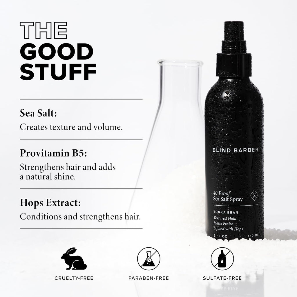 Blind Barber 40 Proof Sea Salt Spray for Men – Volume, Texture & Tonka Bean Scent (5 Fl oz)