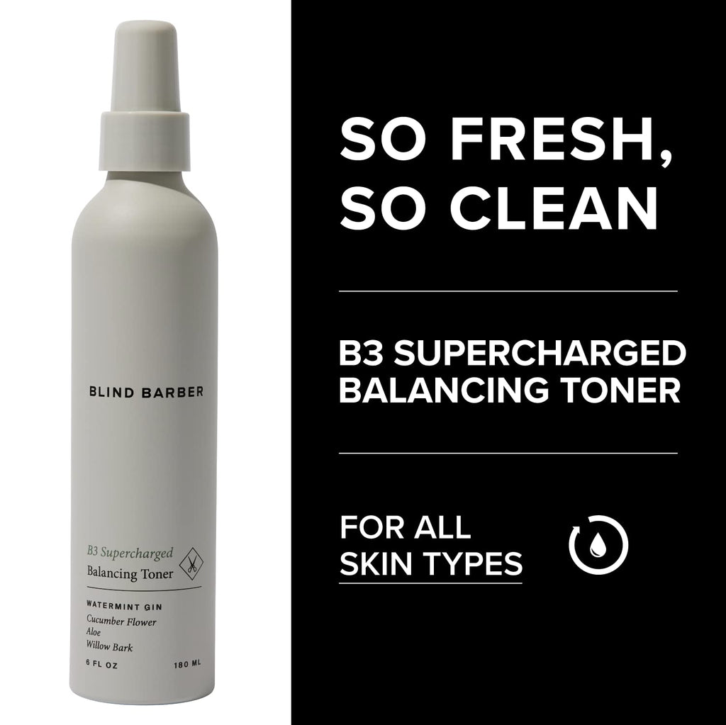 Blind Barber B3 Supercharged Balancing Toner for Men – Hydration, Balance & Minty Freshness (6oz / 180ml)