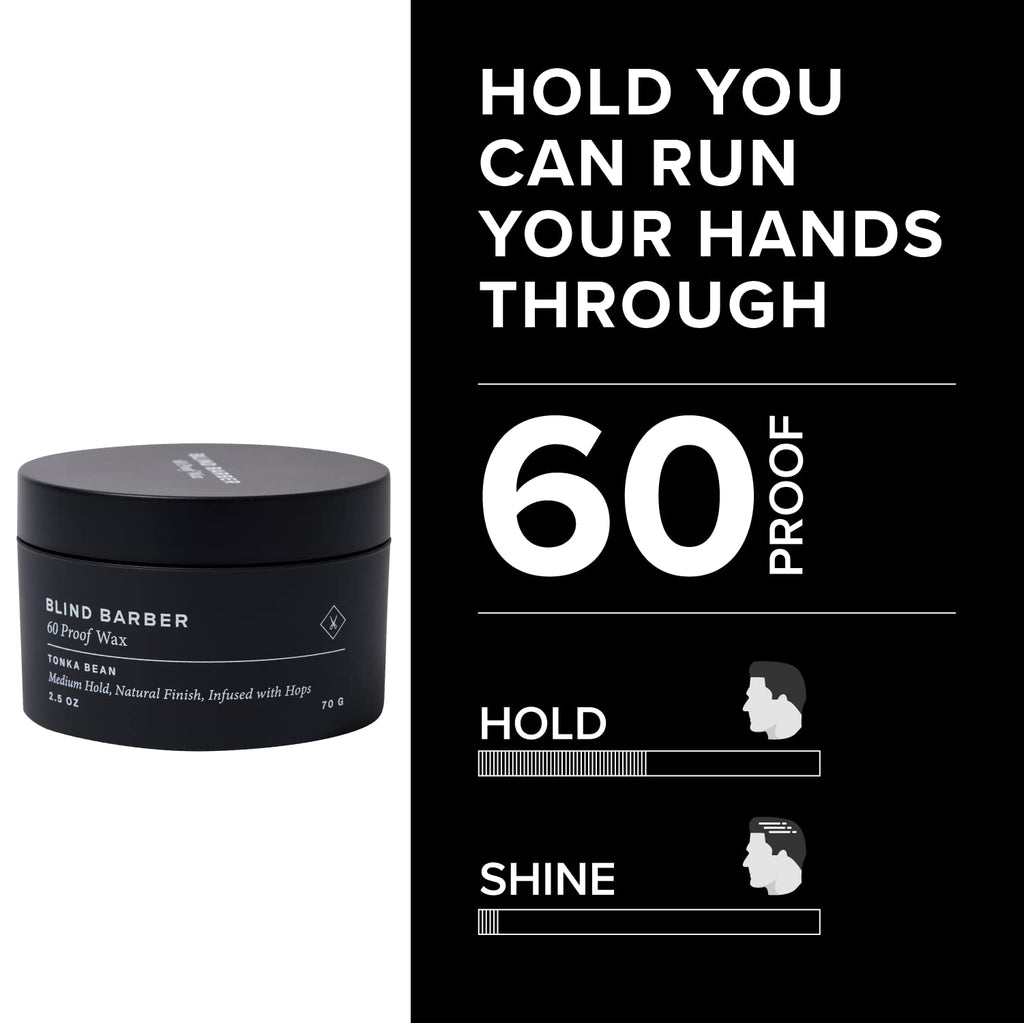Blind Barber 60 Proof Hair Wax – Water-Based, Medium Hold & Shine (2.5 oz)