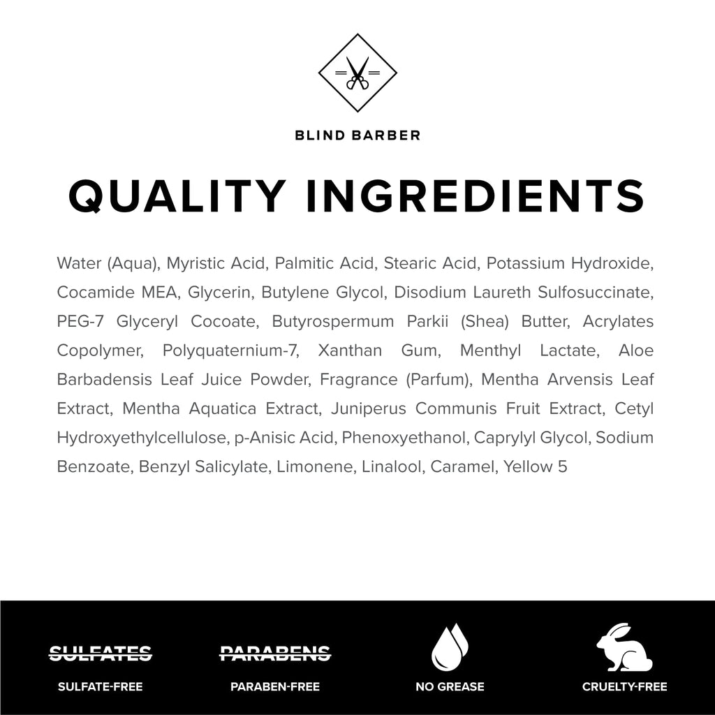 Blind Barber Watermint Gin Shave Cream — Protective Lather for All Skin Types (3.2oz / 100ml)