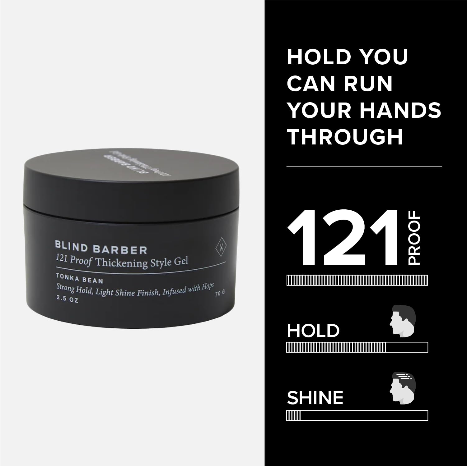 Blind Barber 121 Proof Thickening Style Gel – Medium to Strong Hold, Water-Based, Paraben & Sulfate Free (2.5 oz)