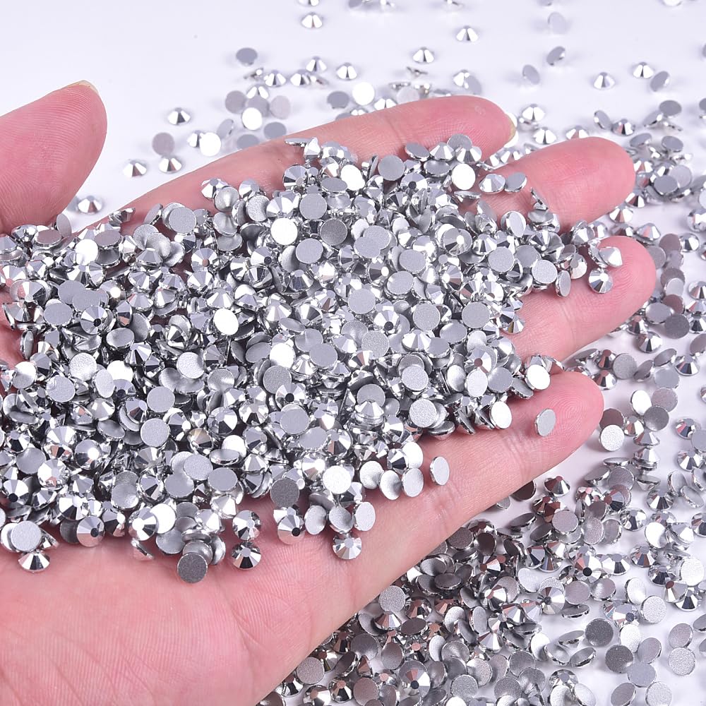 Blinginbox Flatback Rhinestones Bulk – 14,400 Crystal Glass, SS10 2.7–2.9mm (Mine Silver)