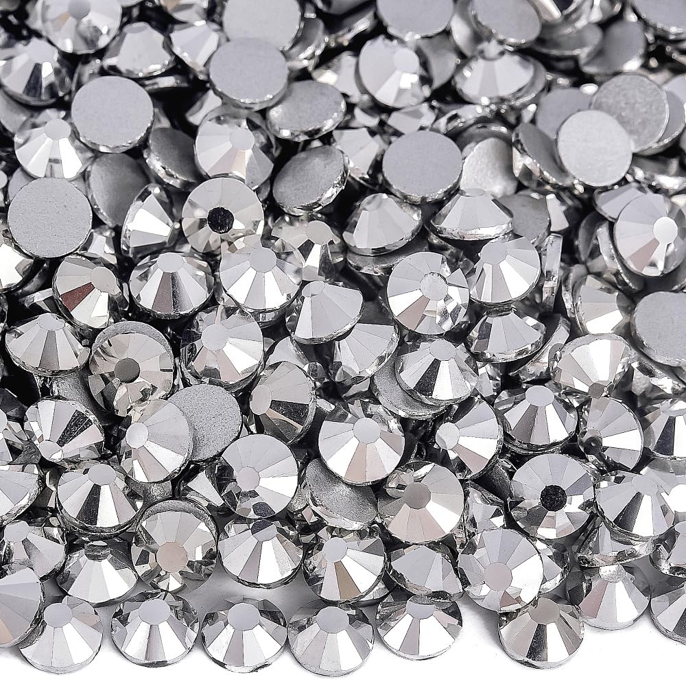 Blinginbox Flatback Rhinestones Bulk – 14,400 Crystal Glass, SS10 2.7–2.9mm (Mine Silver)
