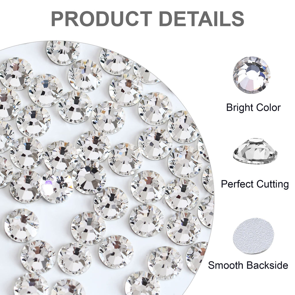 Blinginbox Flatback Rhinestones Bulk – 2880 Crystal Glass SS30 6.4-6.6mm for Crafts