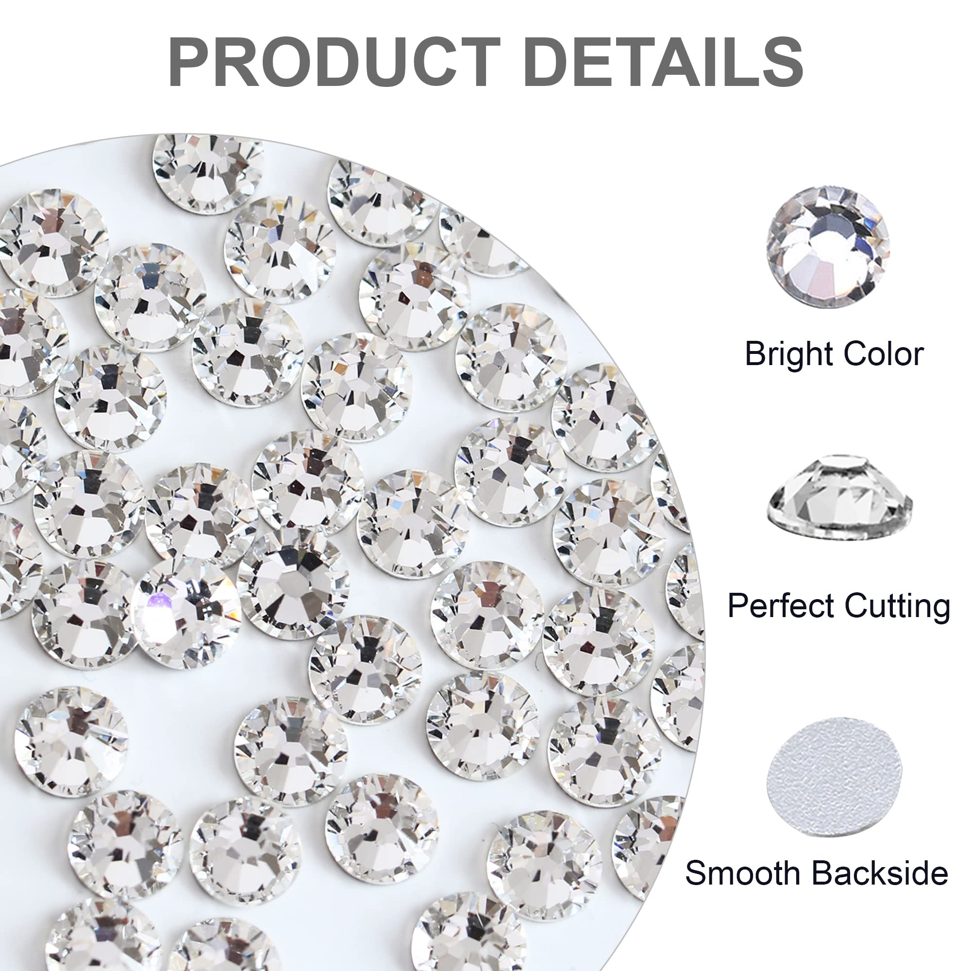 Blinginbox Flatback Rhinestones Bulk – 2880 Crystal Glass SS30 6.4-6.6mm for Crafts