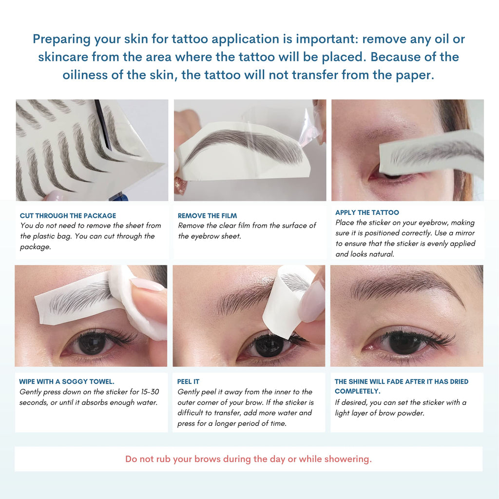 Bliss and Beyond USA 2 Sheets Eyebrow Tattoos – Waterproof & Long-Lasting Natural Look