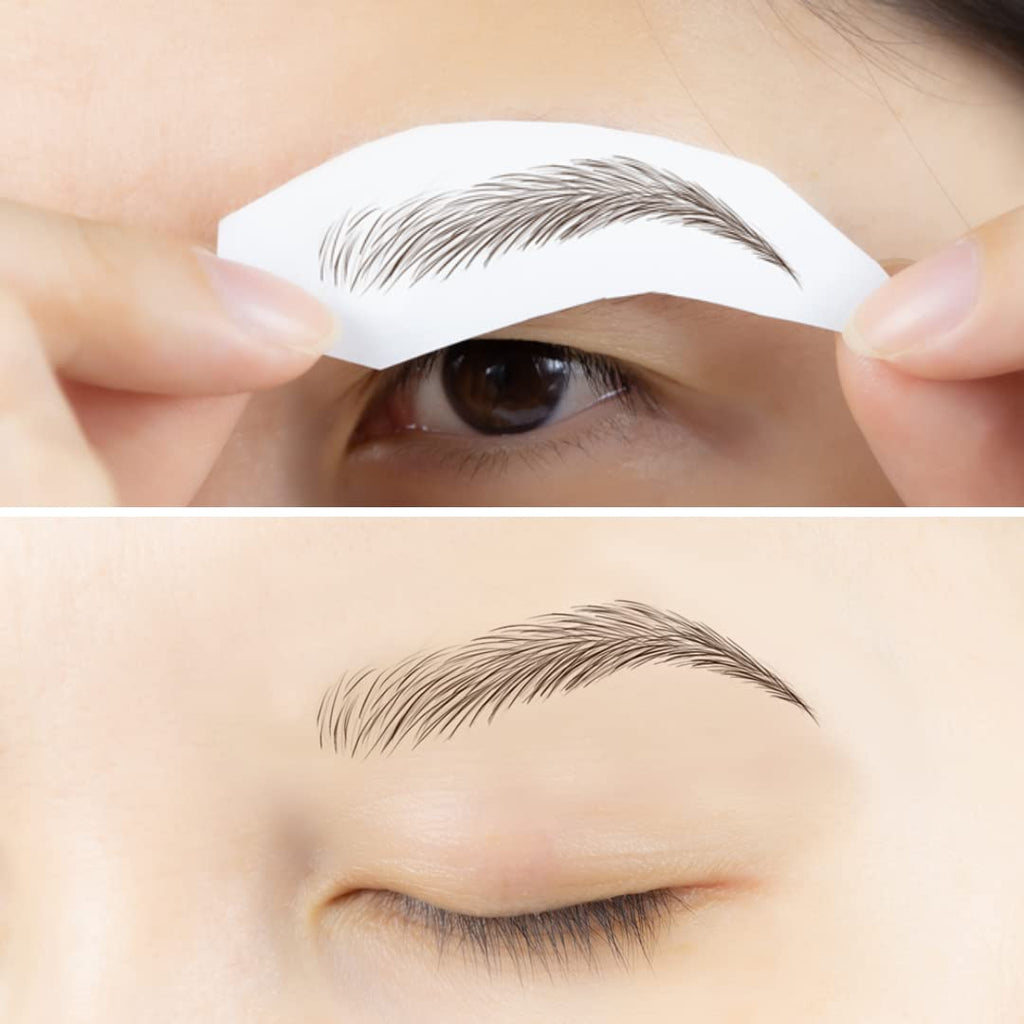 Bliss and Beyond USA | 2 Sheets Natural-Looking Eyebrow Tattoo Stickers – Waterproof, Long-Lasting (Dark Brown, 24 Pairs)
