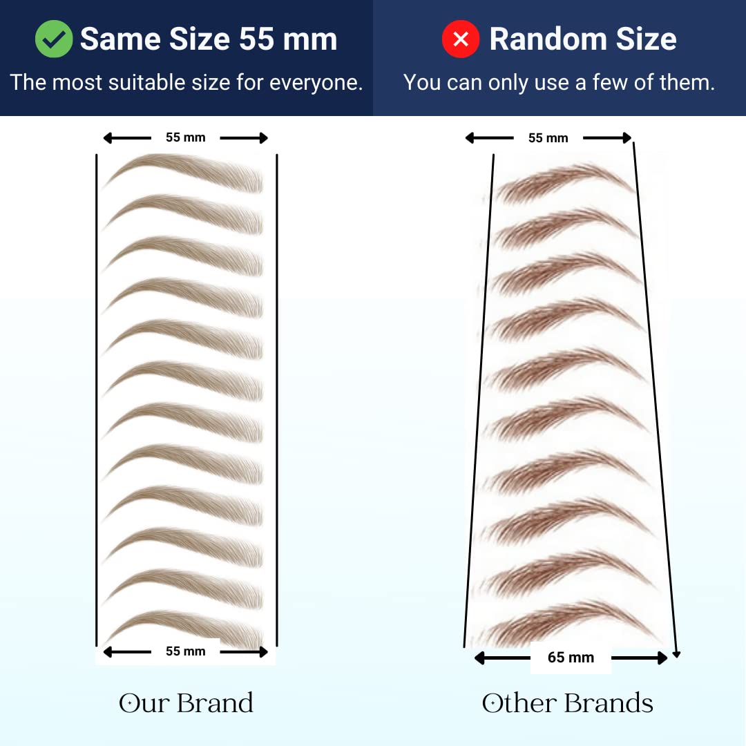 Bliss and Beyond USA Eyebrow Tattoo Stickers – 2 Sheets, 24 Pairs, Waterproof & Long-Lasting, Natural Look (Dramatic Las Vegas / Light Brown)