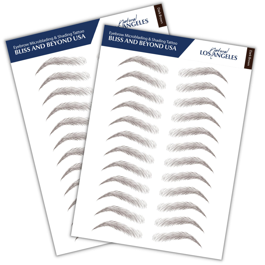 Bliss and Beyond USA | 2 Sheets Natural-Looking Eyebrow Tattoo Stickers – Waterproof, Long-Lasting (Dark Brown, 24 Pairs)
