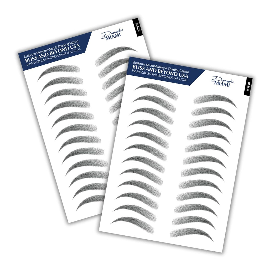 Bliss and Beyond USA Waterproof Eyebrow Sticker – Long-Lasting, Natural-Look Brow (Dramatic Miami, Black) | 2 Sheets