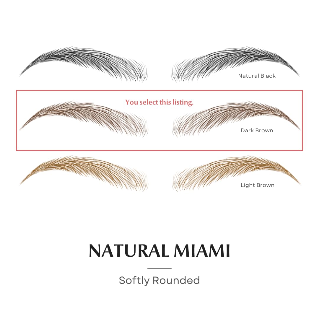 Bliss and Beyond USA | Waterproof Eyebrow Tattoo Stickers | Real Hair Stroke Look (New Miami, Dark Brown)