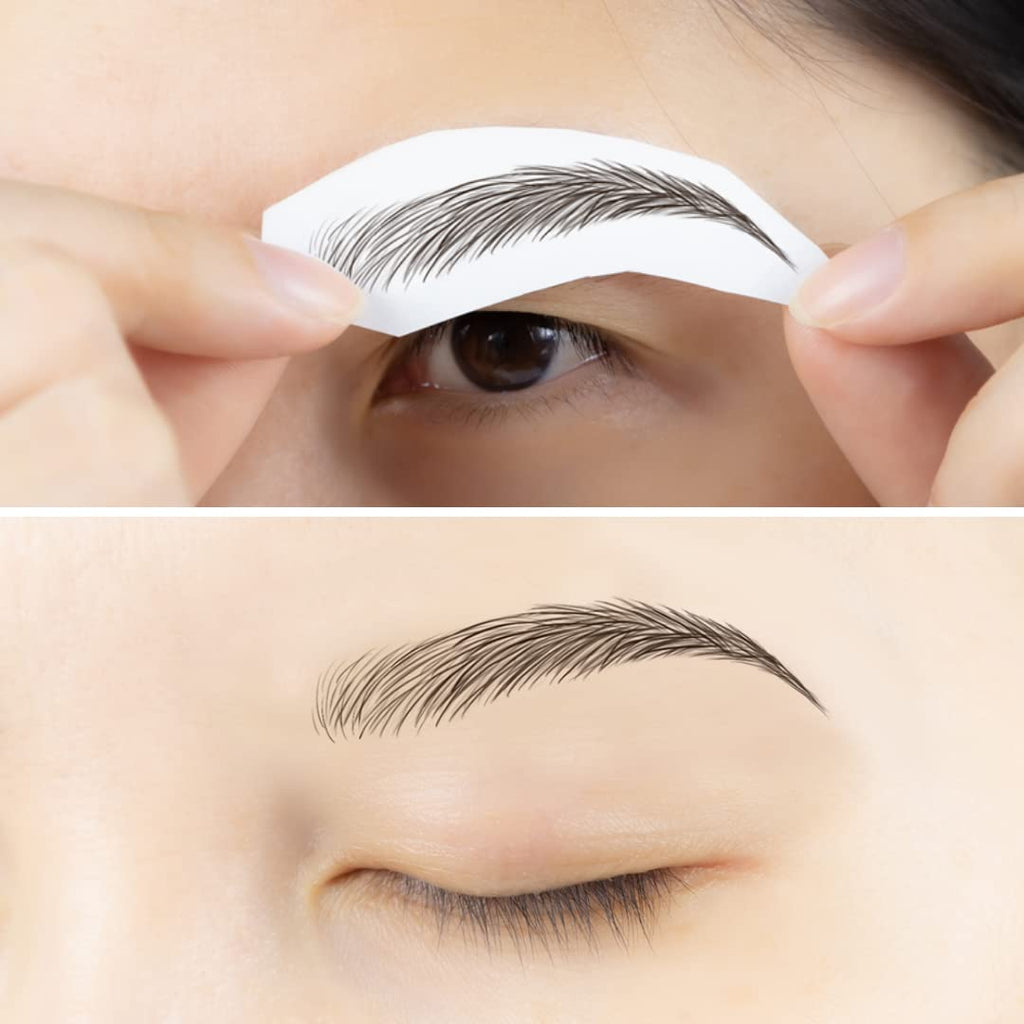 Bliss and Beyond USA | Waterproof Eyebrow Tattoo Stickers | Real Hair Stroke Look (New Miami, Dark Brown)