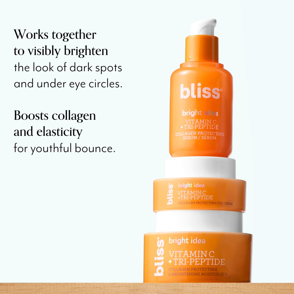 Bliss Glow Getter Bright Idea 3-Piece Kit – Vitamin C + Tri-Peptide Skincare (Vegan)