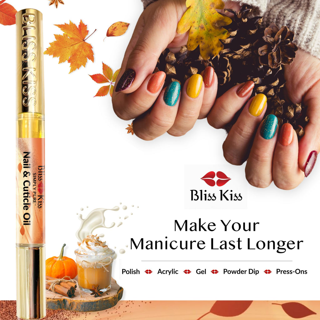 Bliss Kiss Pumpkin Spice Latte Nail Oil Pen | Vitamin E & Jojoba for Stronger Nails