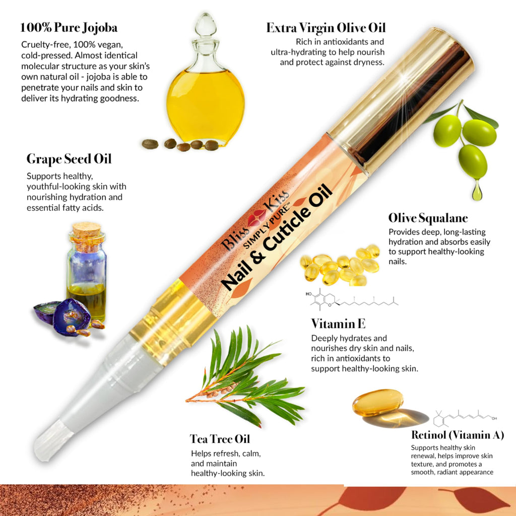 Bliss Kiss Pumpkin Spice Latte Nail Oil Pen | Vitamin E & Jojoba for Stronger Nails