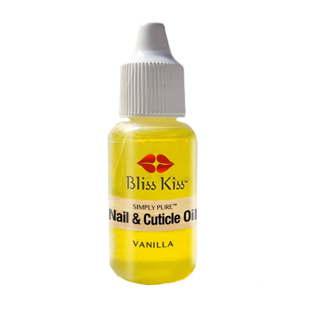 Bliss Kiss Vanilla Fragrance Nail Oil | Cuticle Dropper with Vitamin E & Jojoba, 0.5oz