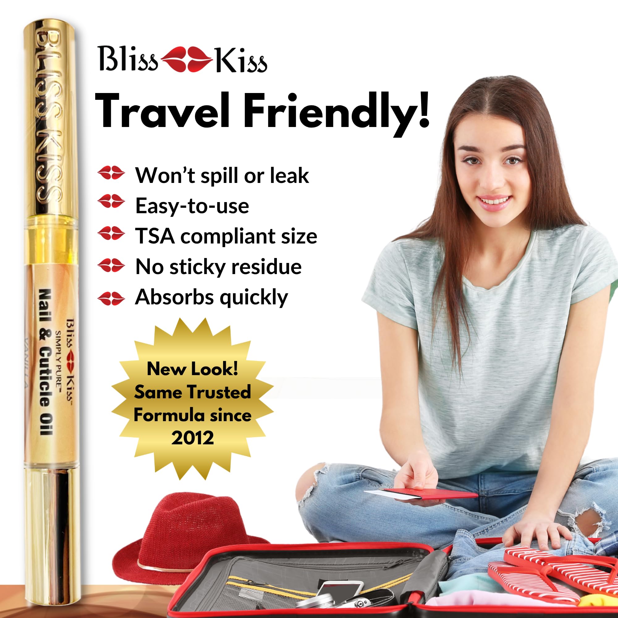 Bliss Kiss Simply Pure Nail Oil Pen 4-Pack – Vanilla Scent, Jojoba & Vitamin E for Hydration & Strength