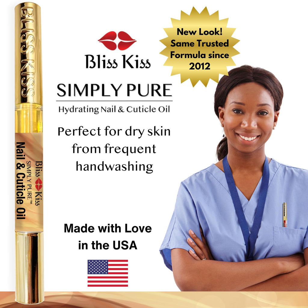Bliss Kiss Simply Pure Nail Oil Pen 4-Pack – Vanilla Scent, Jojoba & Vitamin E for Hydration & Strength
