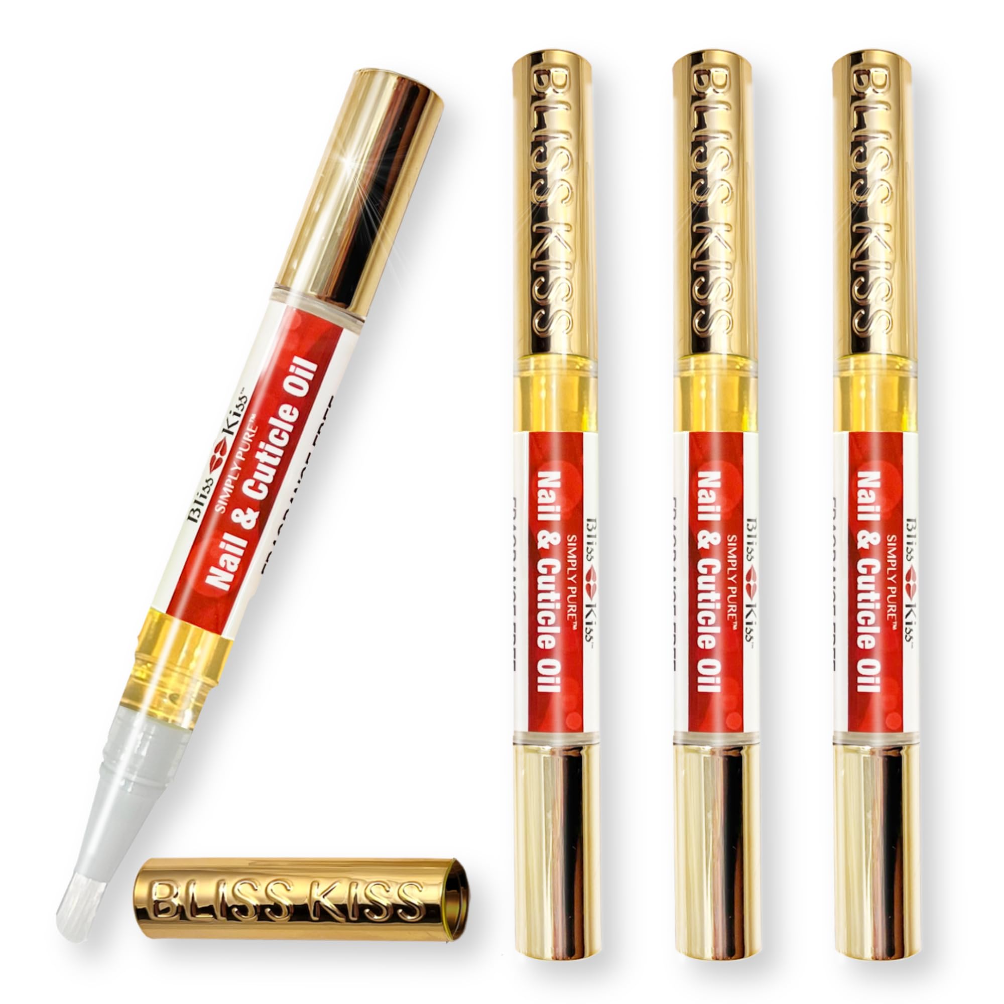 Bliss Kiss Fragrance-Free 4 Nail Oil Pens with Vitamin E & Jojoba