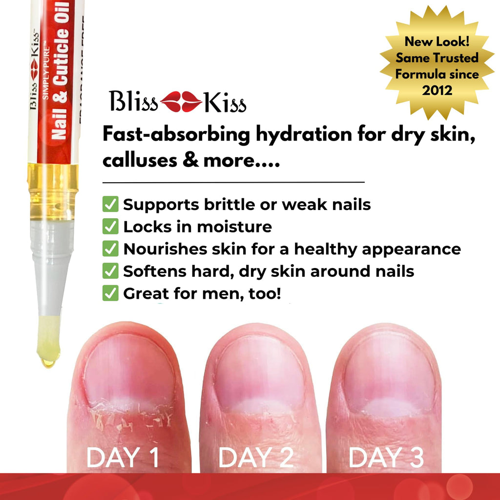 Bliss Kiss Fragrance-Free 4 Nail Oil Pens with Vitamin E & Jojoba