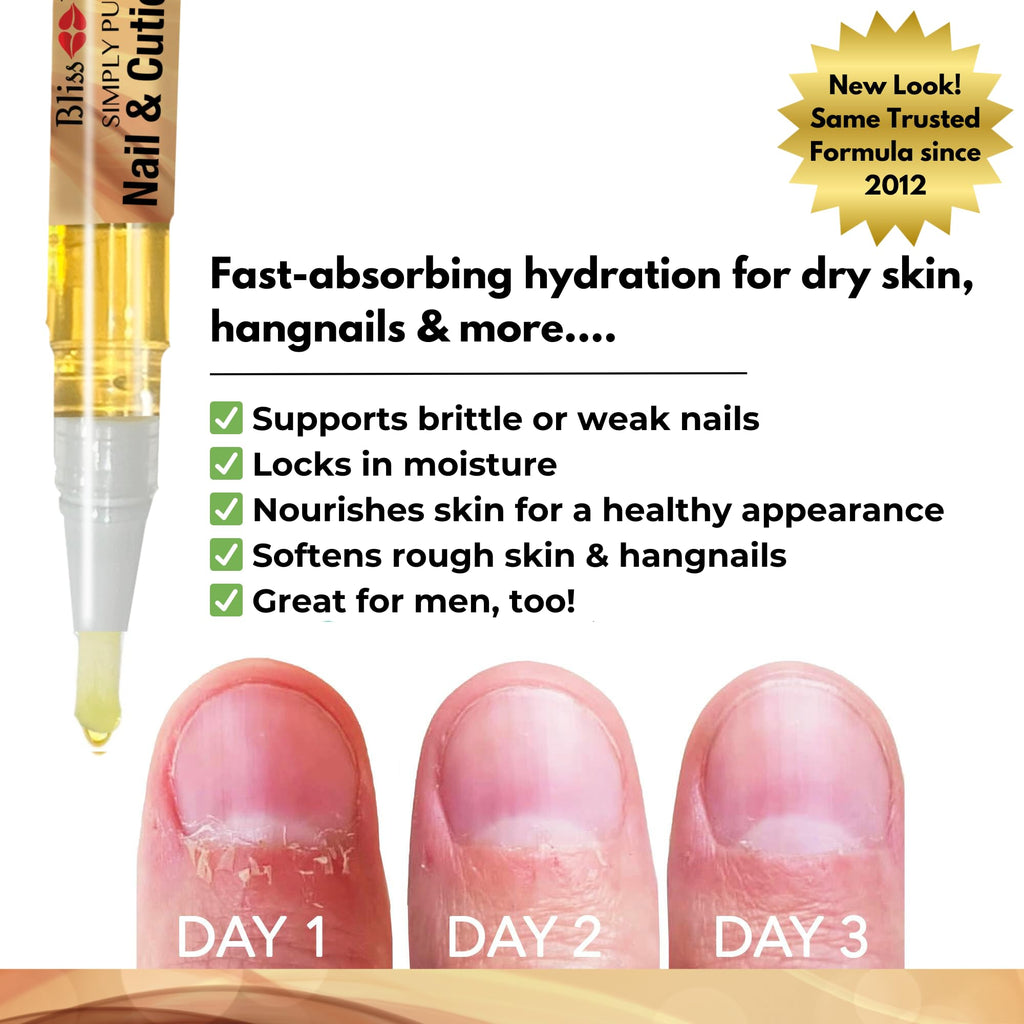 Bliss Kiss Simply Pure Nail Oil Pen 4-Pack – Vanilla Scent, Jojoba & Vitamin E for Hydration & Strength