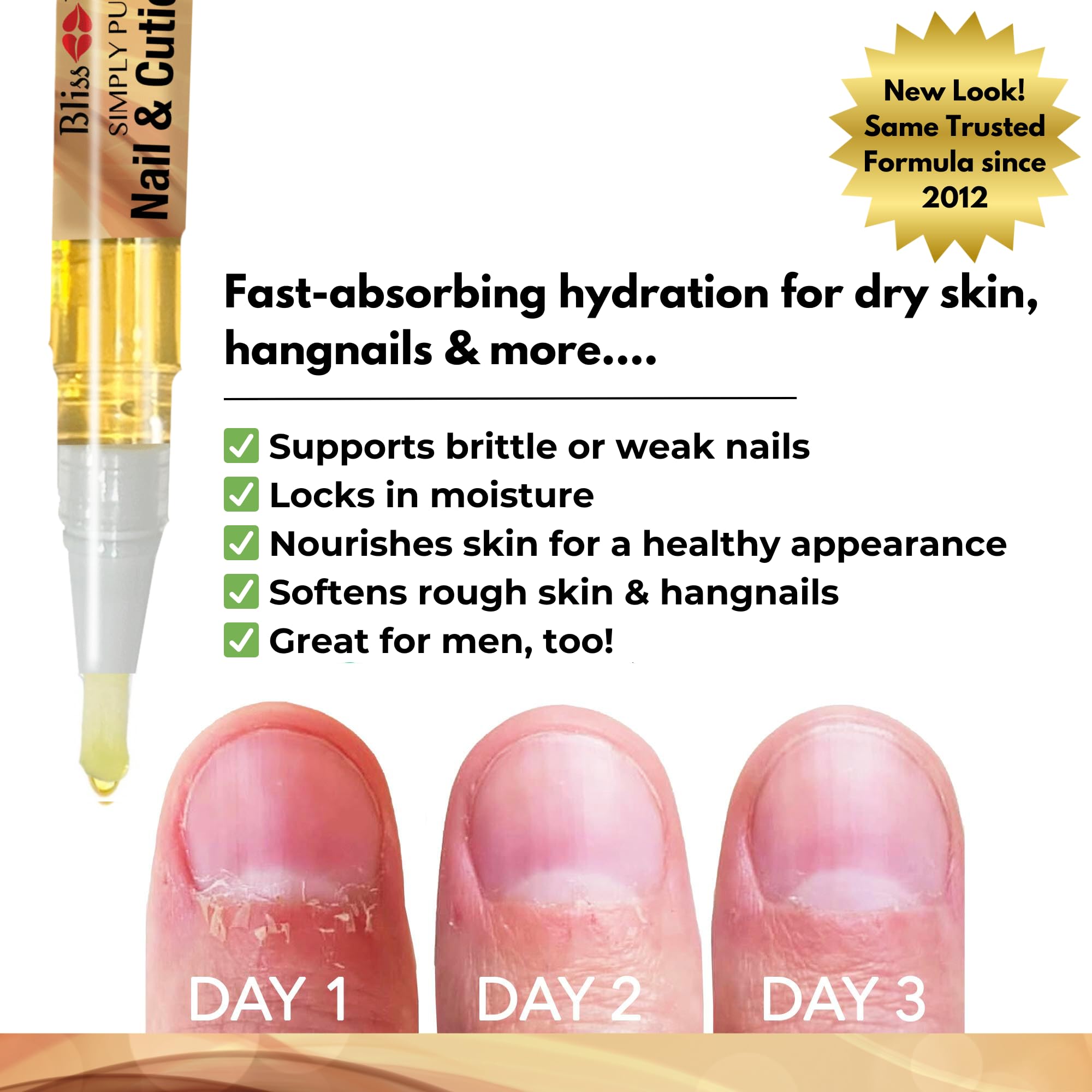 Bliss Kiss Simply Pure Nail Oil Pen 4-Pack – Vanilla Scent, Jojoba & Vitamin E for Hydration & Strength
