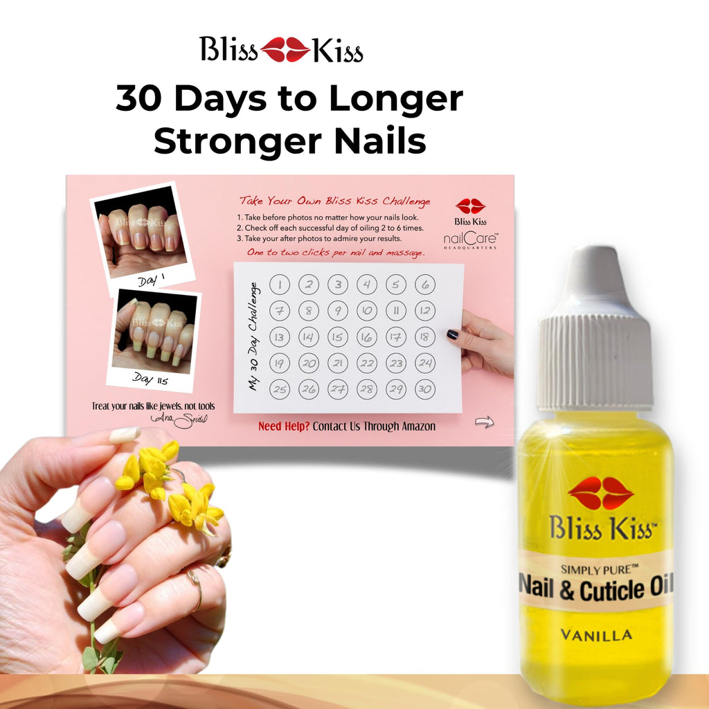 Bliss Kiss Vanilla Fragrance Nail Oil | Cuticle Dropper with Vitamin E & Jojoba, 0.5oz