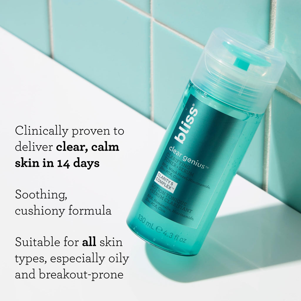 Bliss Fab Foaming Cleanser & Clear Genius Toner + Serum | Pore Purifying 2-Step Skincare Duo | Vegan & Cruelty-Free