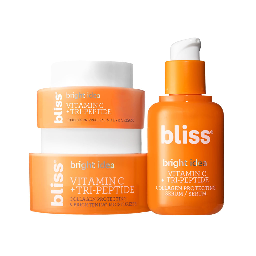 Bliss Glow Getter Bright Idea 3-Piece Kit – Vitamin C + Tri-Peptide Skincare (Vegan)