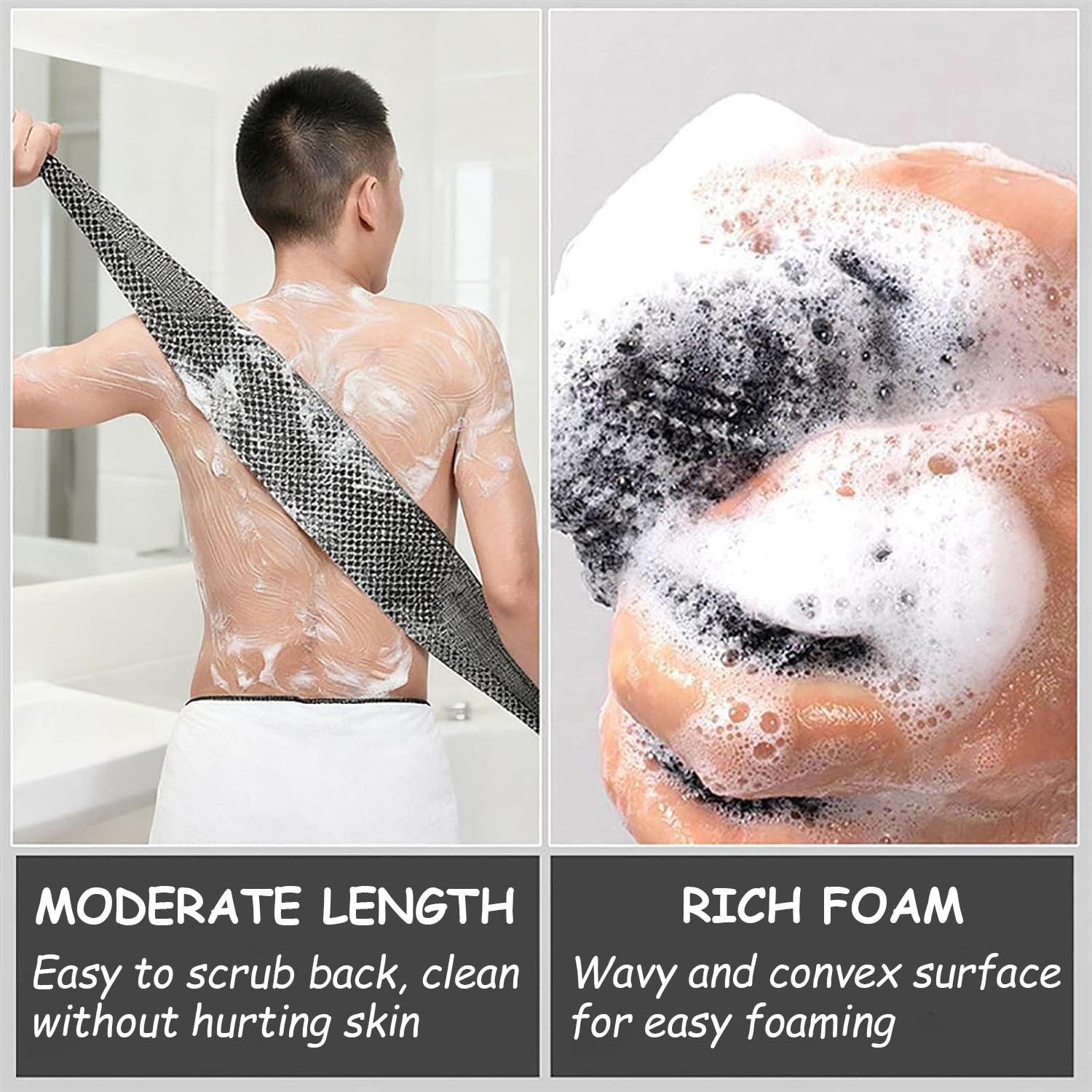 Blissal Exfoliating Shower Towel – 2-in-1 Body & Face Scrub Cloth (Extra-Long)