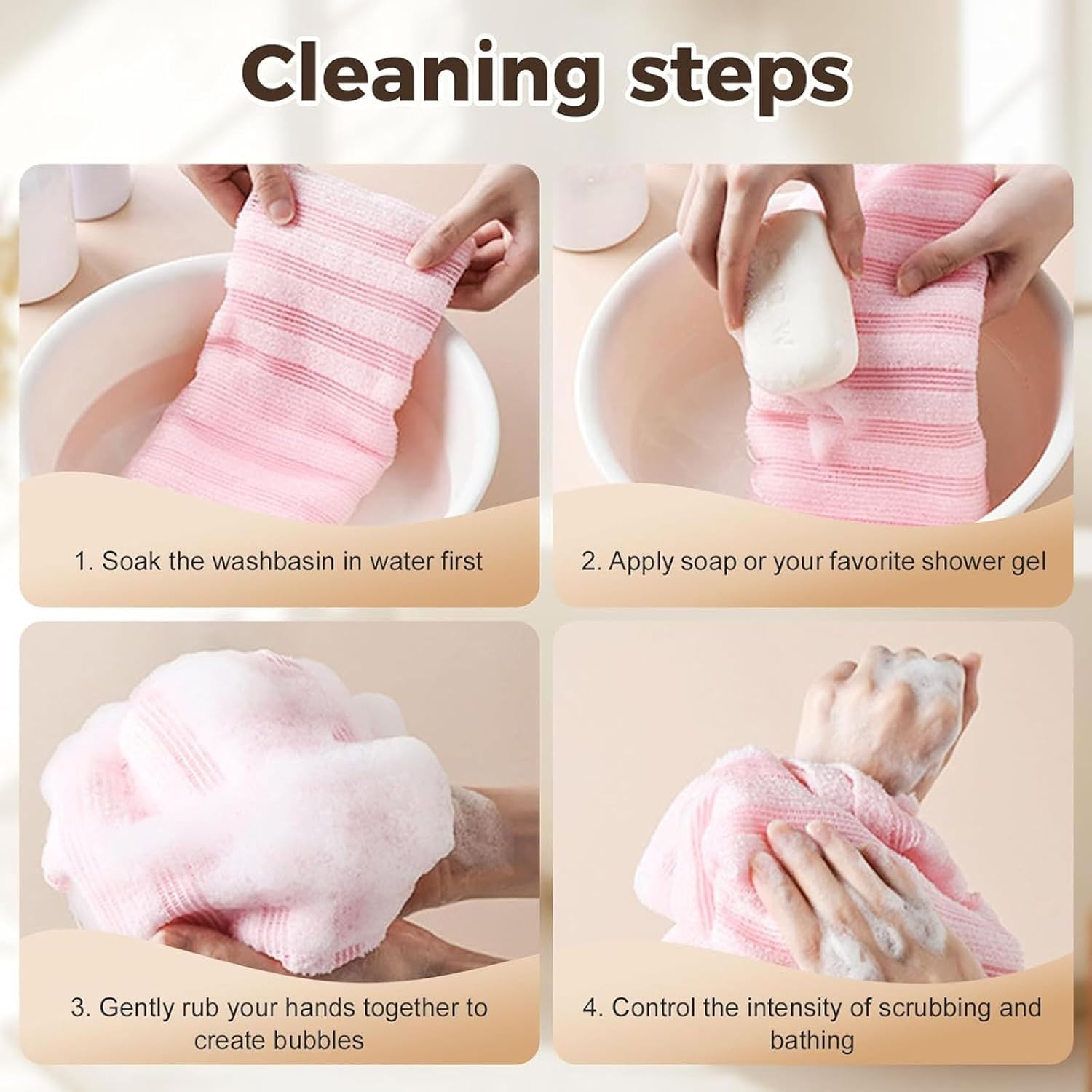 Blissal Exfoliating Shower Towel – Premium 2-in-1 Body & Face Scrub Cloth (Dual-Sided, 39in)