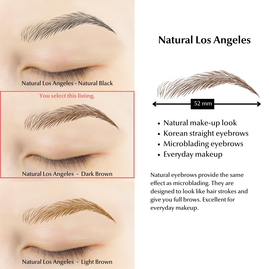 Bliss and Beyond USA | Waterproof Eyebrow Tattoo Stickers – Real Hair Stroke Look (New Los Angeles, Dark Brown)