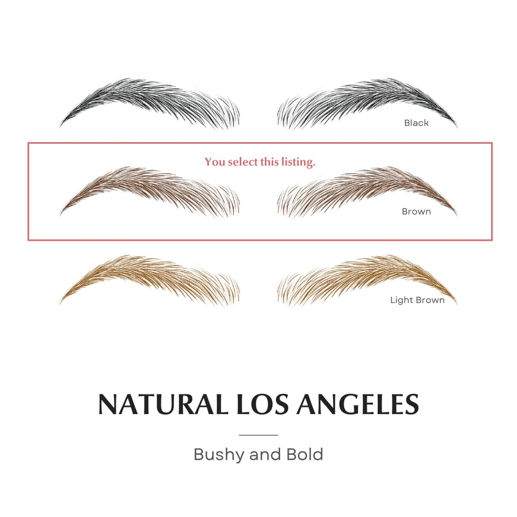 Bliss and Beyond USA | Waterproof Eyebrow Tattoo Stickers – Real Hair Stroke Look (New Los Angeles, Dark Brown)