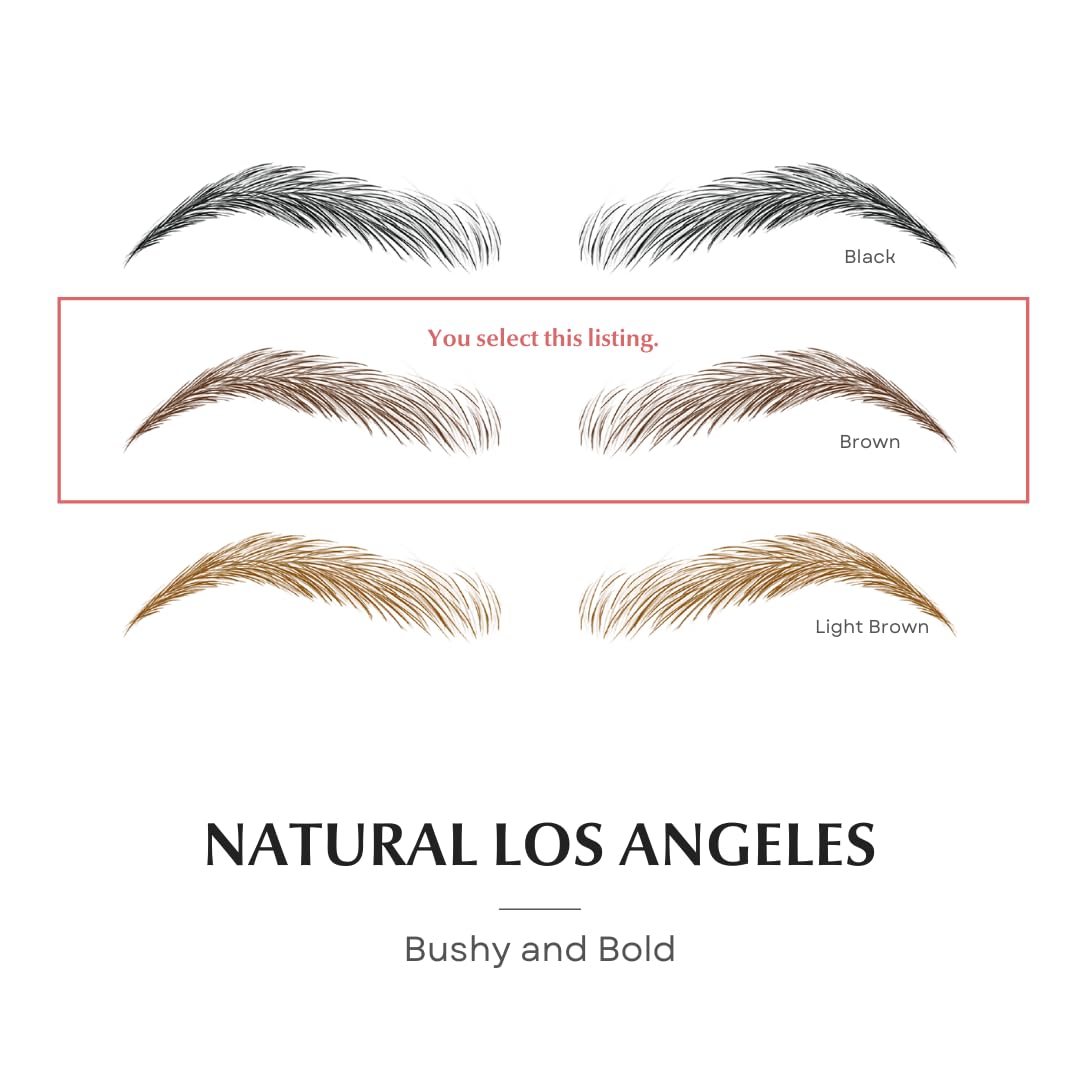 Bliss and Beyond USA | Waterproof Eyebrow Tattoo Stickers – Real Hair Stroke Look (New Los Angeles, Dark Brown)