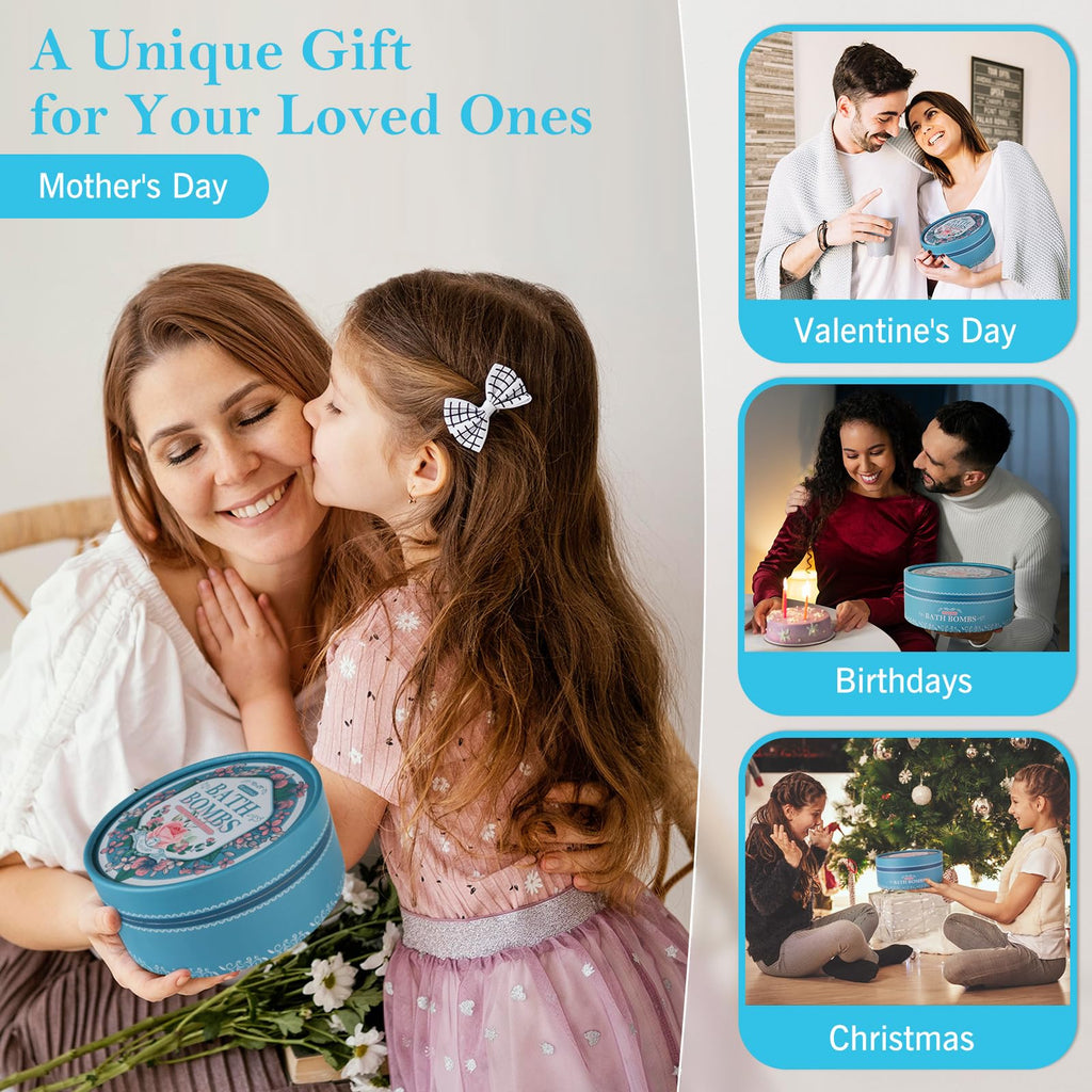 BlissfulOasis Bath Bombs Set – 7 Fragrances with Shea Butter for Dry Skin Moisture | Gift Idea